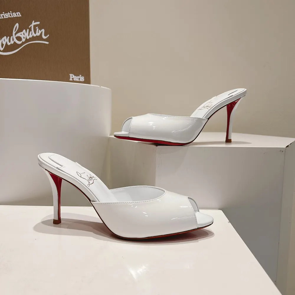 Christian Louboutin Women Me Dolly 100 mm Mules Patent Calf-White - image 5