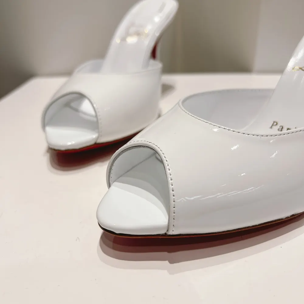 Christian Louboutin Women Me Dolly 100 mm Mules Patent Calf-White - image 8