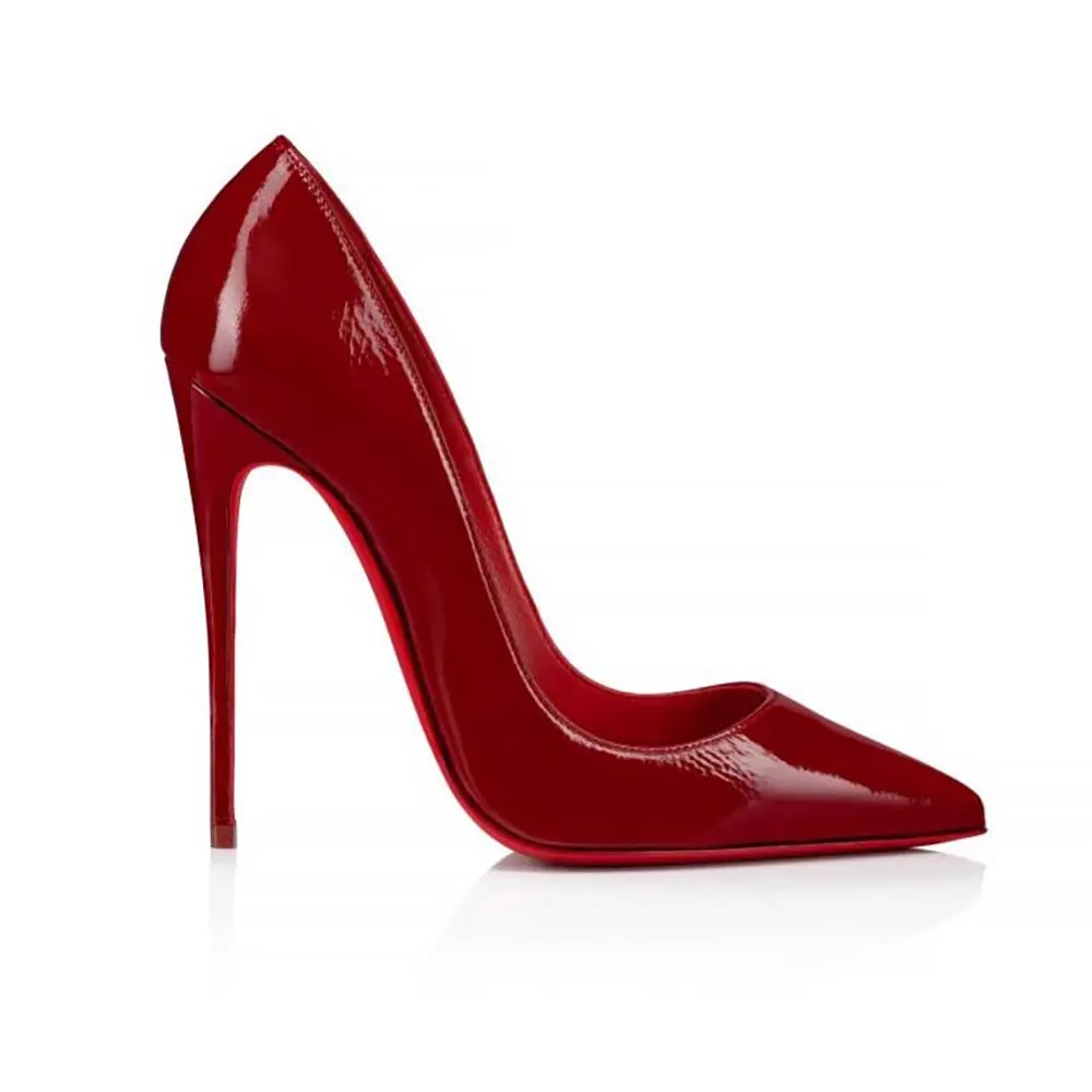Side profile of Christian Louboutin Women So Kate 120 mm Pumps Vog Patent Leather-Red