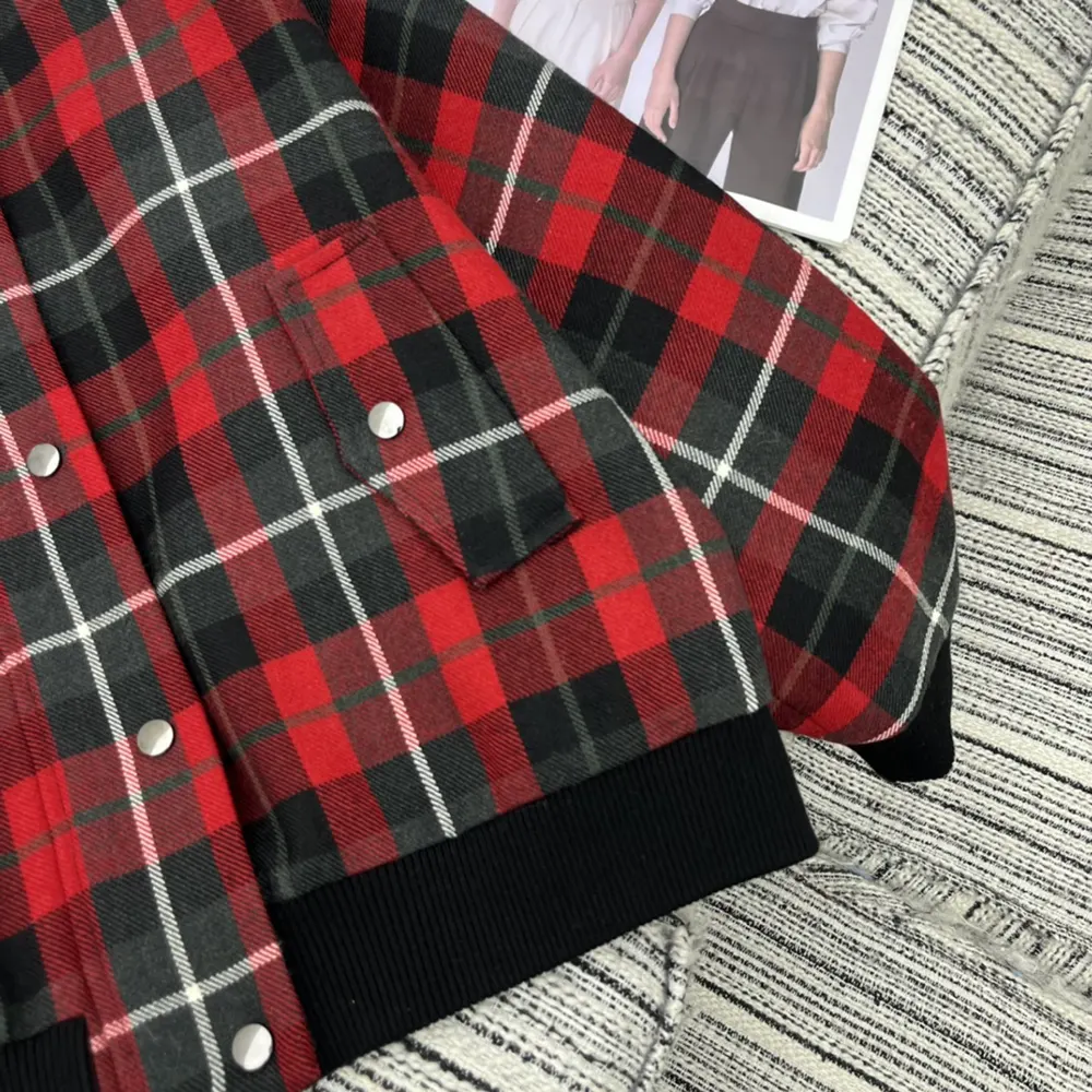 Dior Women Cannage Bomber Jacket with Vest Red, Gray and Black Check’n’Dior Virgin Wool - image 6