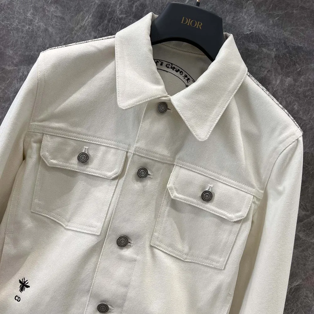 Dior Women Jacket White Cotton Denim with Gold-Tone Dior Around the World Motif - image 4