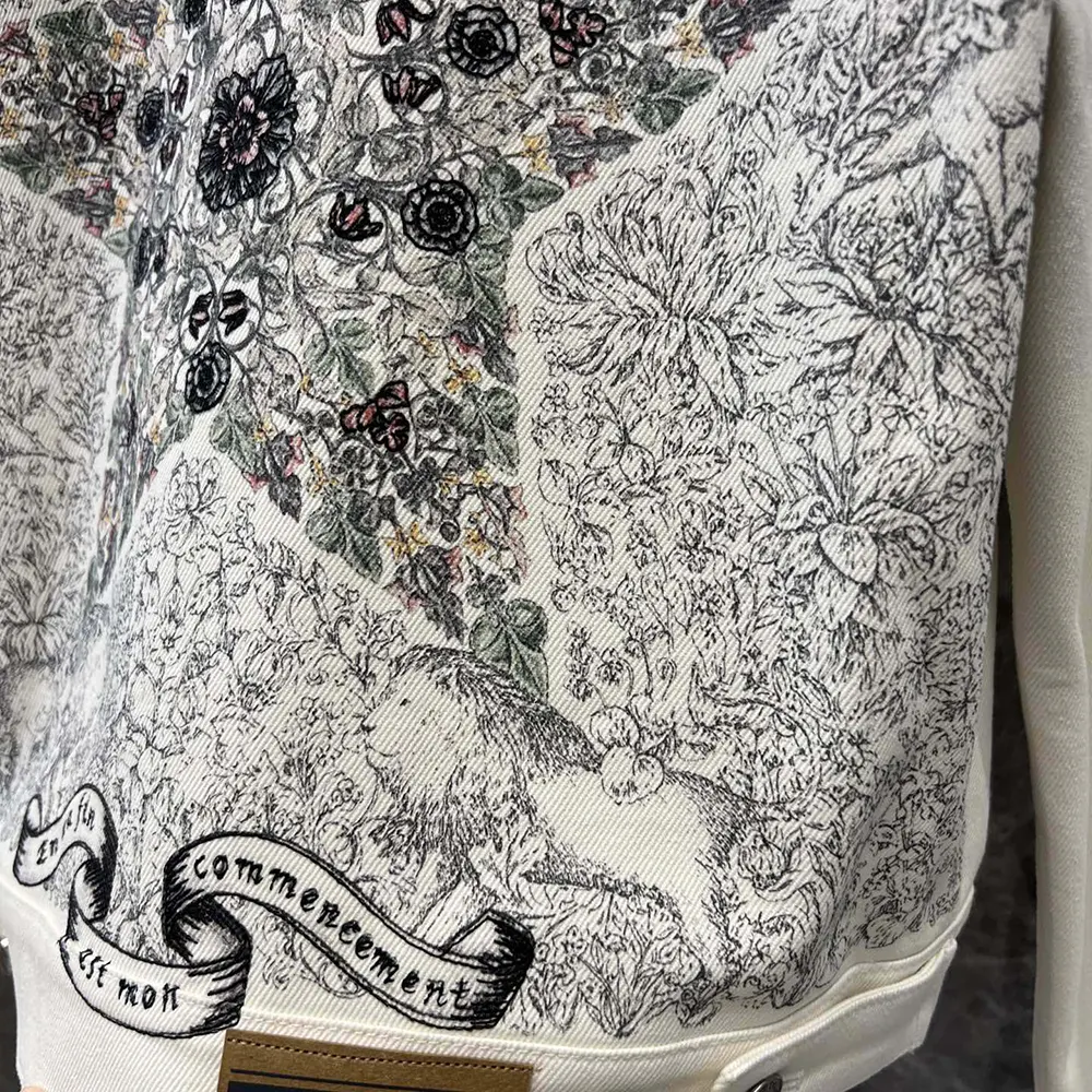 Dior Women Jacket White Cotton Denim with Gold-Tone Dior Around the World Motif - image 8