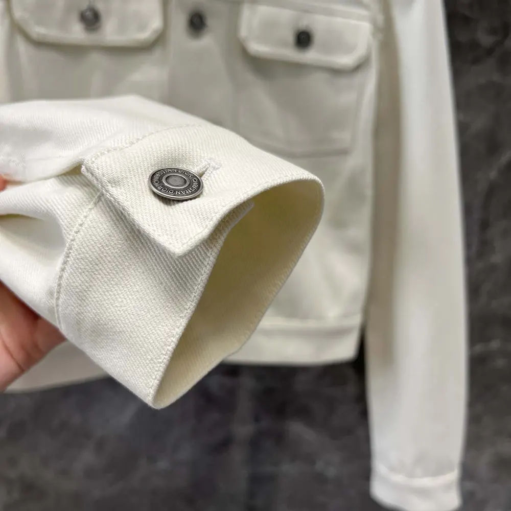 Dior Women Jacket White Cotton Denim with Gold-Tone Dior Around the World Motif - image 6