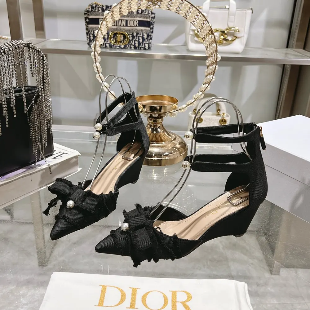 Dior Women Adiorable Wedge Pump Black Fringed Grosgrain - image 4