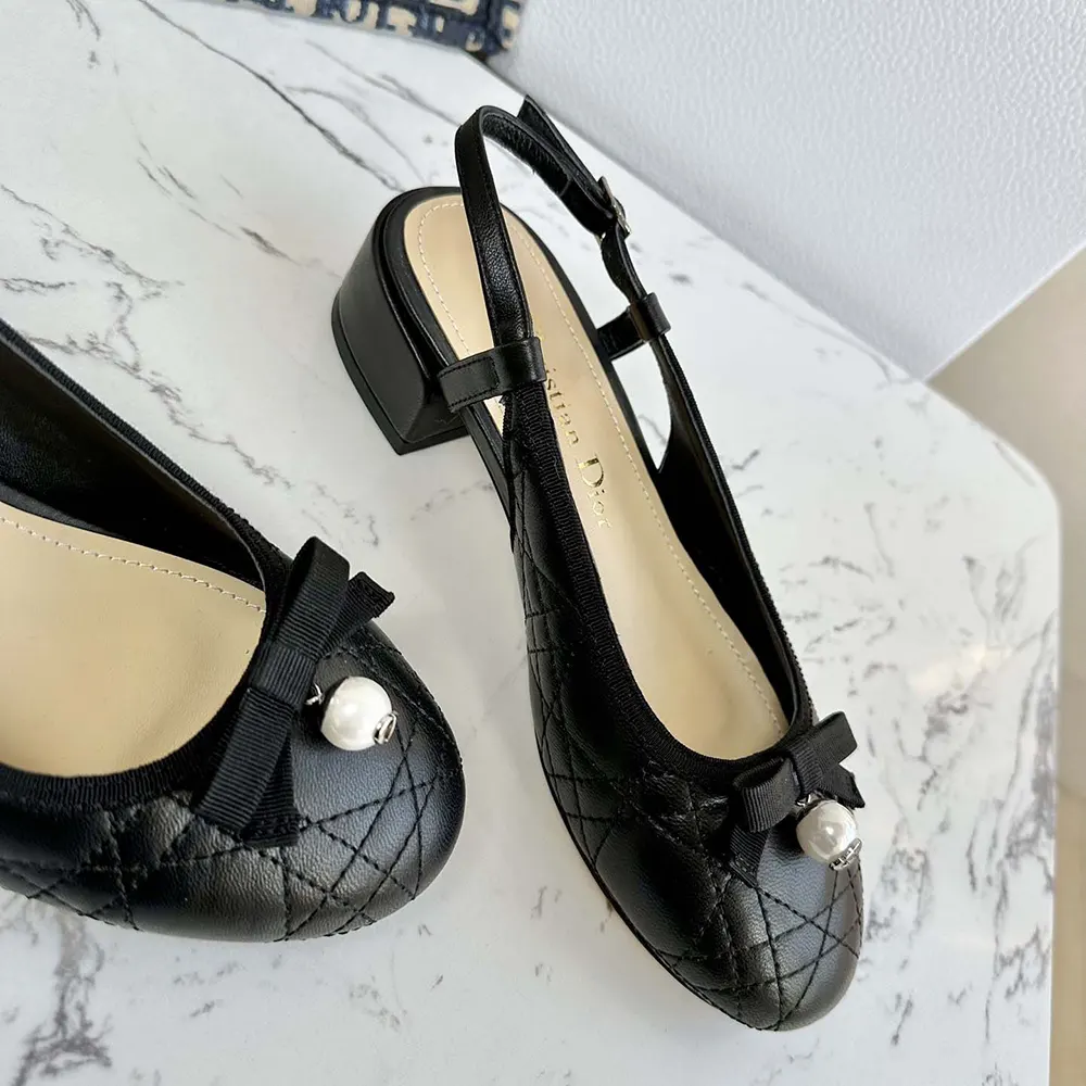 Dior Women Ballet Slingback Pump Black Quilted Cannage Calfskin - image 4