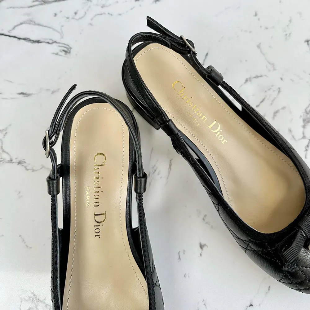 Dior Women Ballet Slingback Pump Black Quilted Cannage Calfskin - image 6