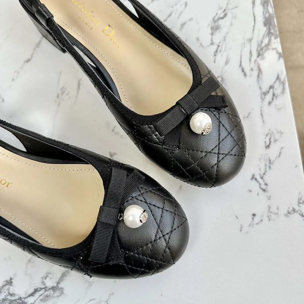Dior Women Ballet Slingback Pump Black Quilted Cannage Calfskin - image 5