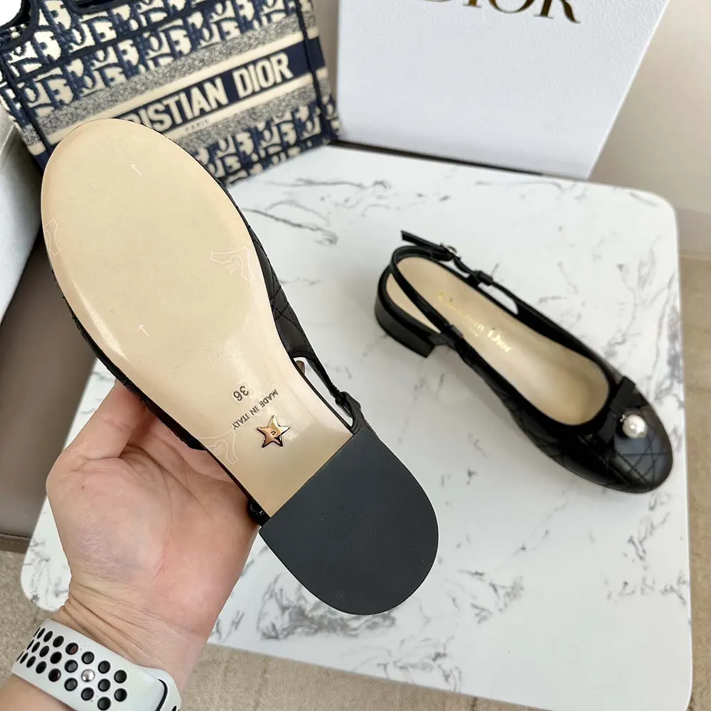 Dior Women Ballet Slingback Pump Black Quilted Cannage Calfskin - image 9