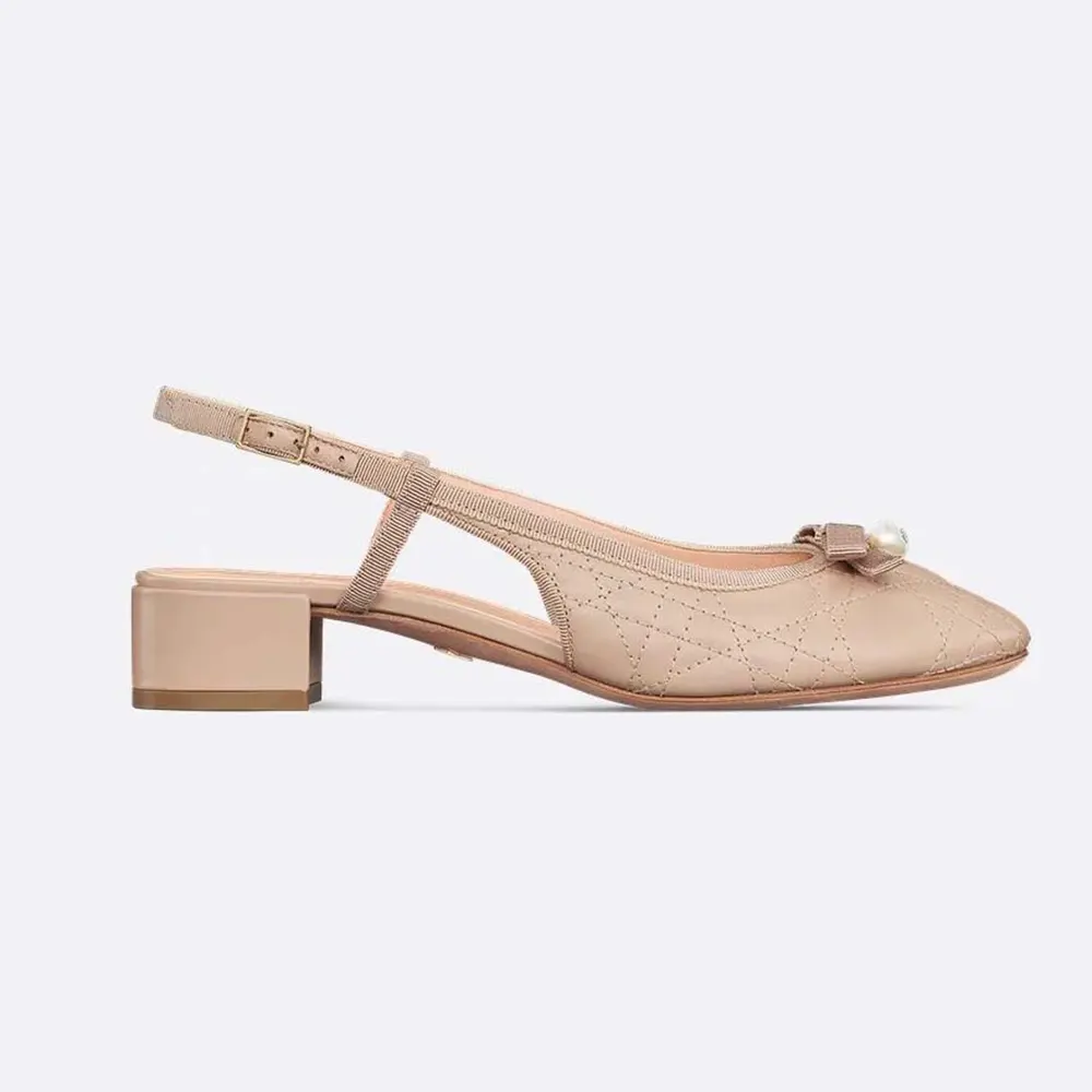 Dior Women Ballet Slingback Pump Nude Quilted Cannage Calfskin side view