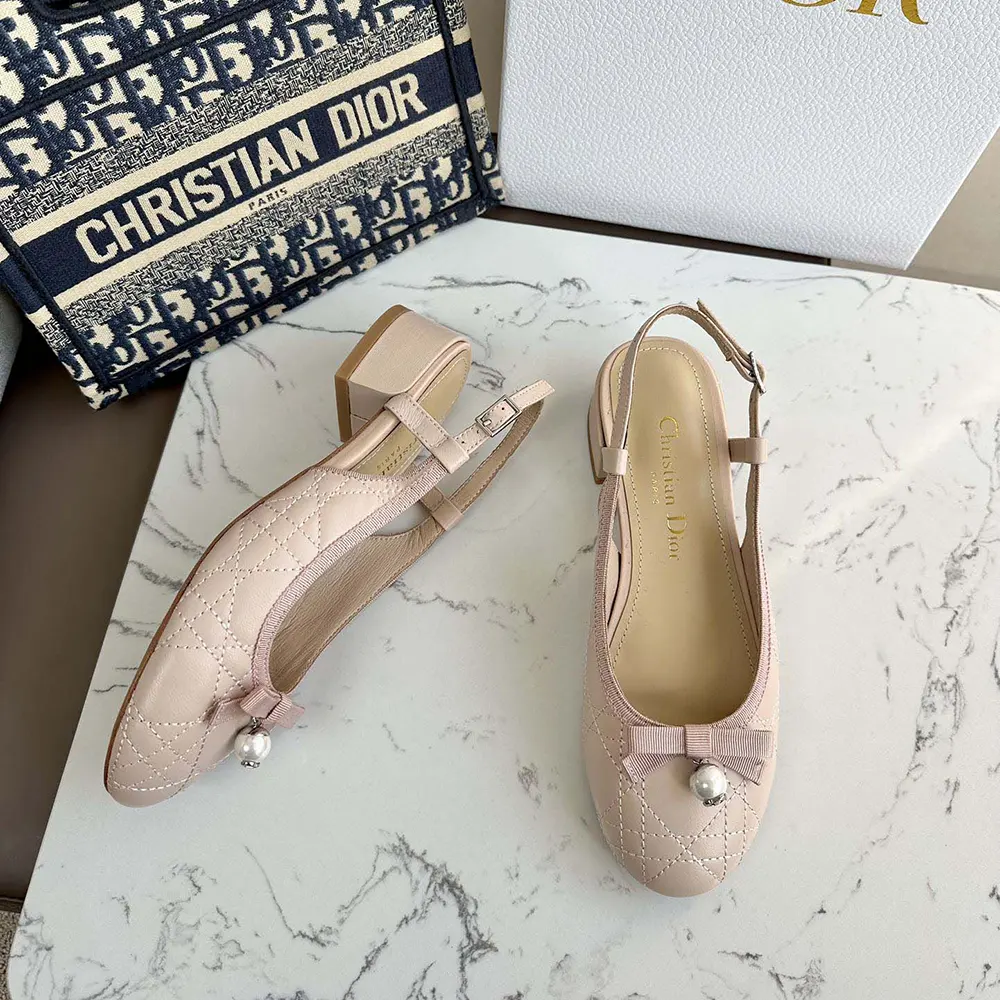 Dior Women Ballet Slingback Pump Nude Quilted Cannage Calfskin - image 4
