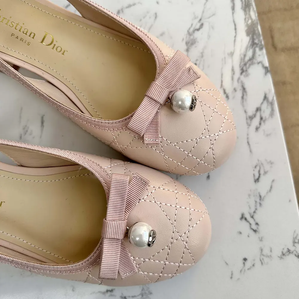 Dior Women Ballet Slingback Pump Nude Quilted Cannage Calfskin - image 6