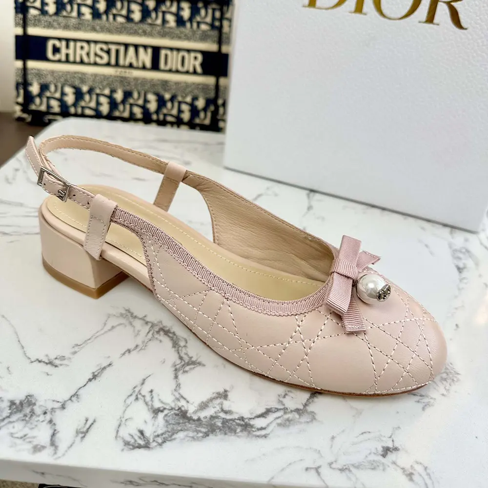 Dior Women Ballet Slingback Pump Nude Quilted Cannage Calfskin - image 5