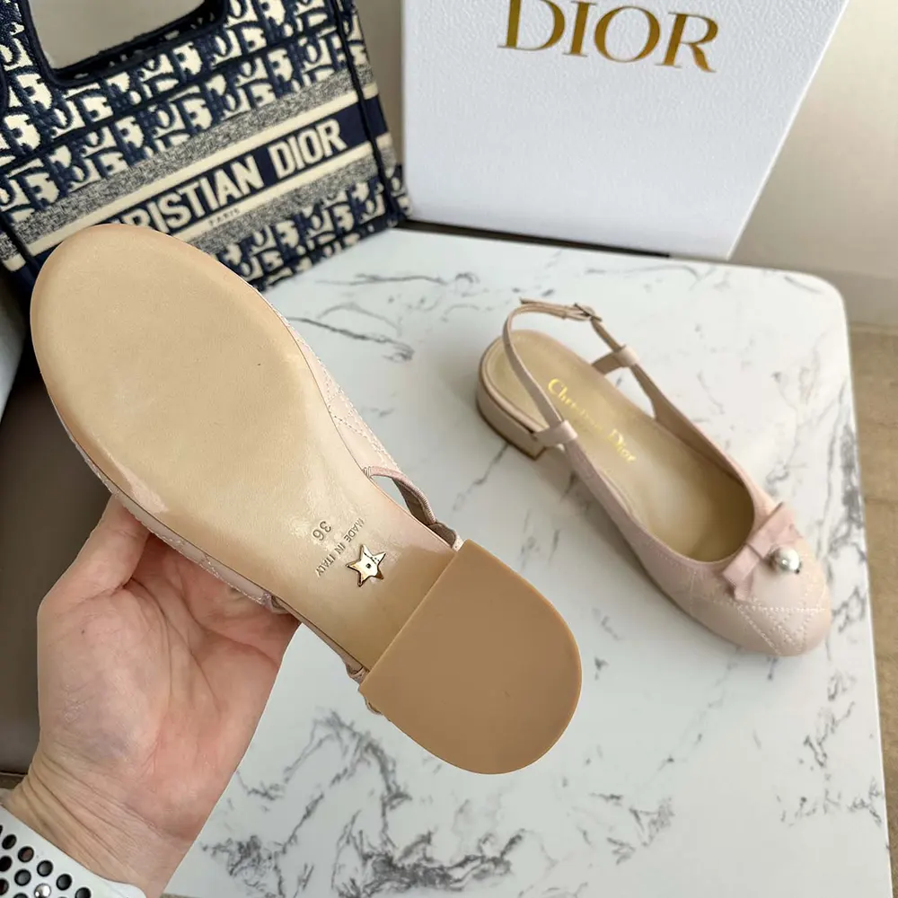 Dior Women Ballet Slingback Pump Nude Quilted Cannage Calfskin - image 9