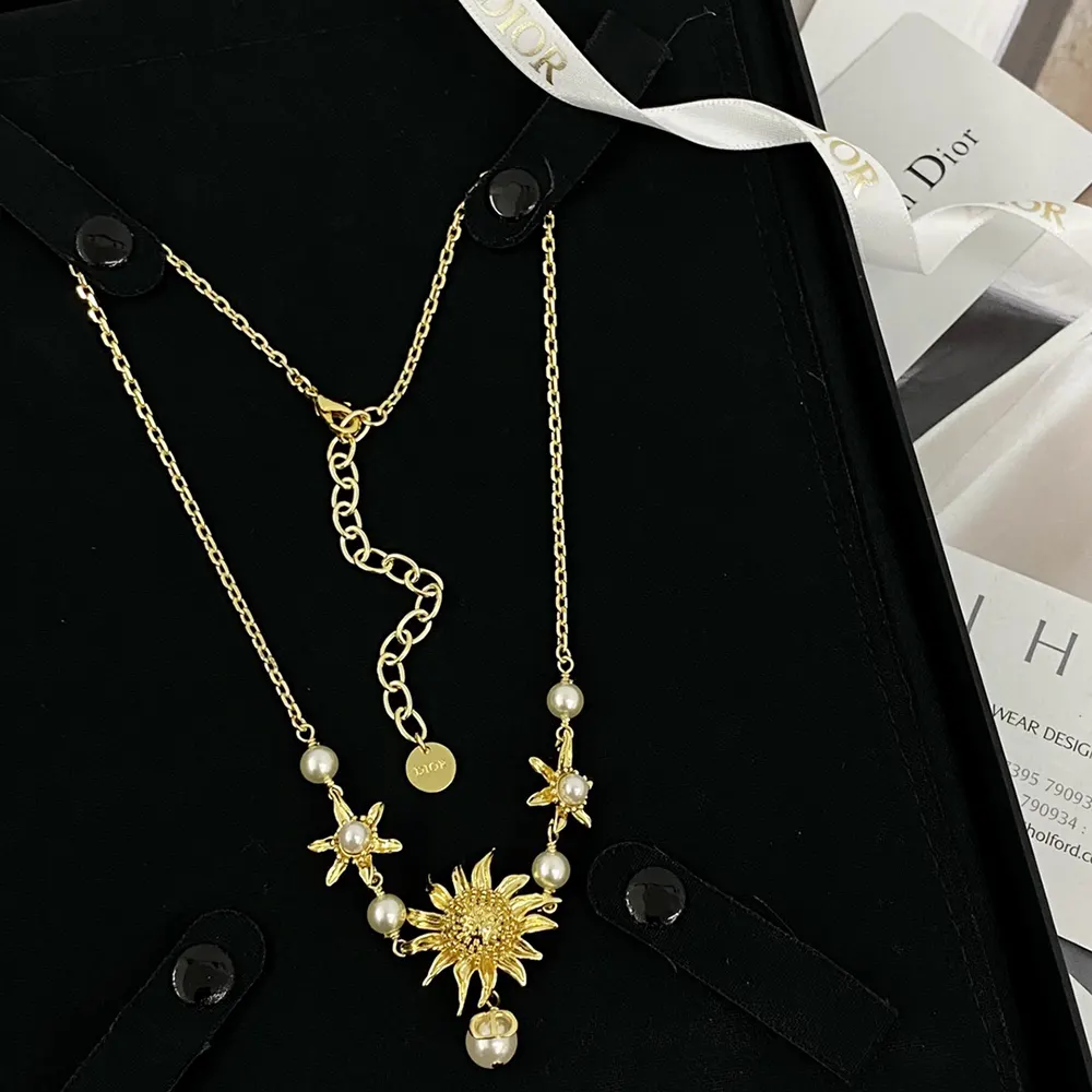 Dior Women Chardons Short Necklace Gold-Finish Metal and White Resin Pearls - image 4