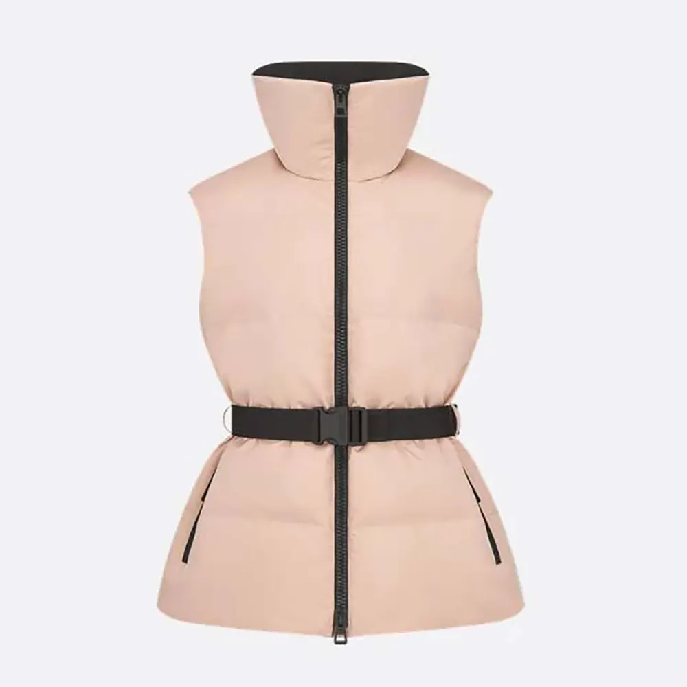 Dior Women DiorAlps Belted Puffer Vest Pink Quilted Technical Taffeta