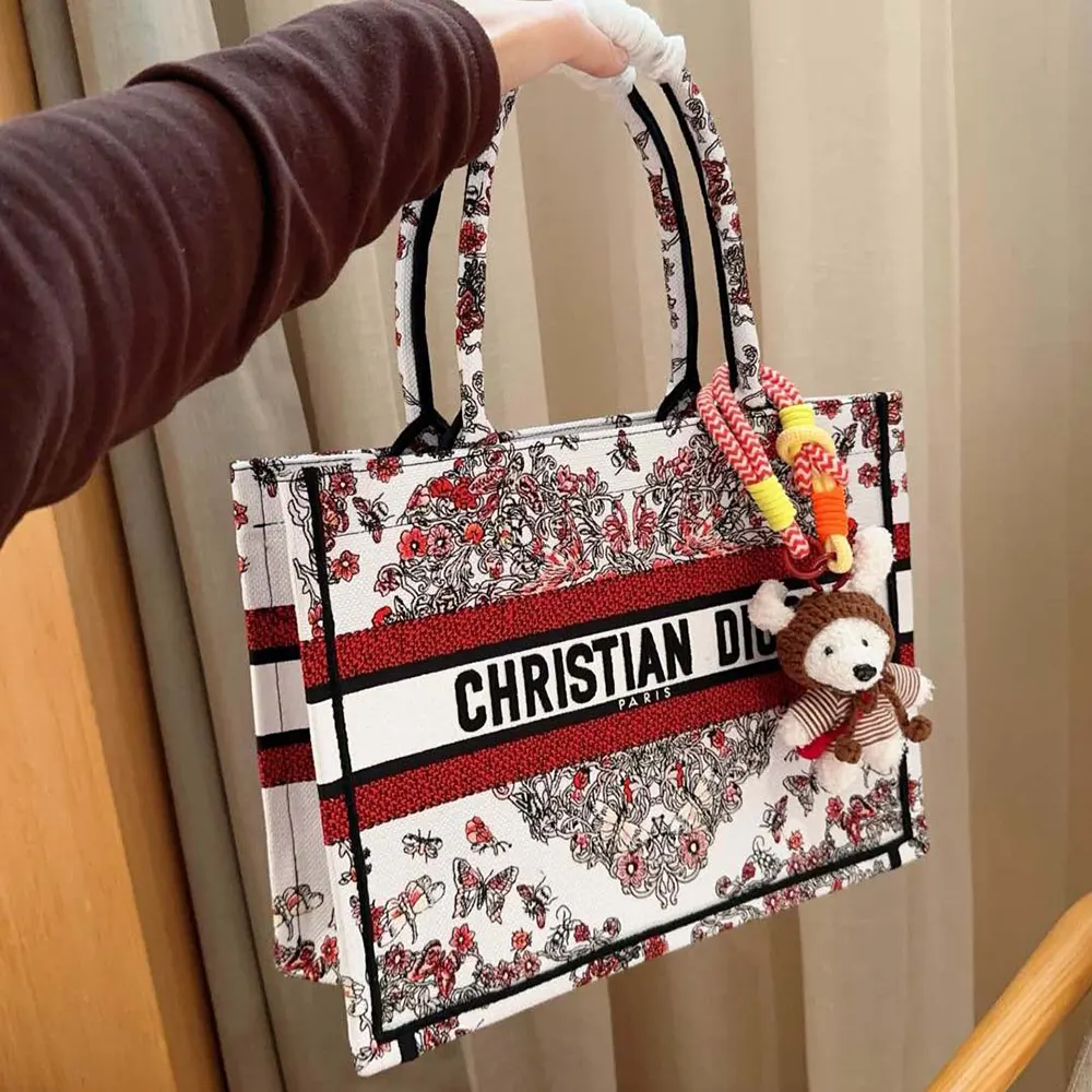 Dior Women Dioramour Medium Dior Book Tote Latte Embroidery - image 4