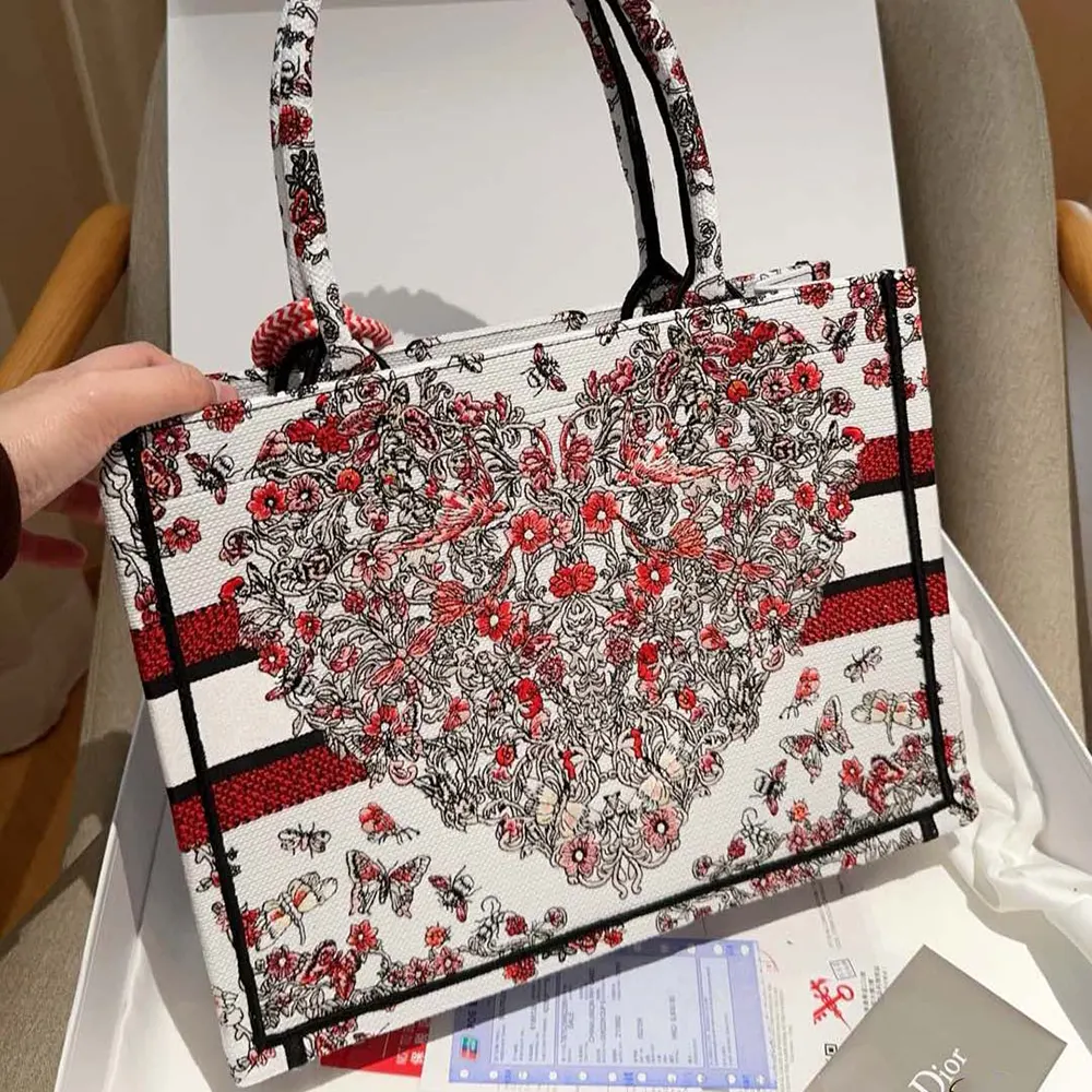 Dior Women Dioramour Medium Dior Book Tote Latte Embroidery - image 5