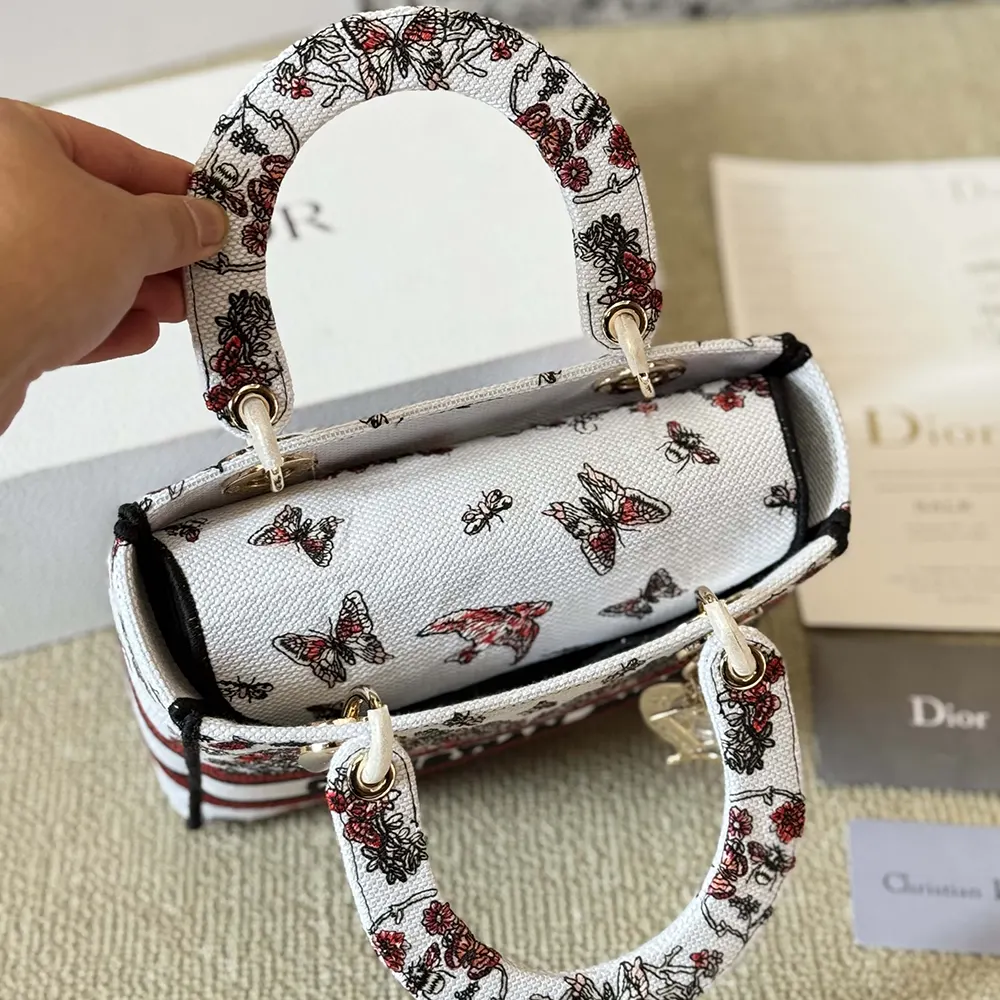 Dior Women Dioramour Medium Lady D-Lite Bag White Embroidery - image 7