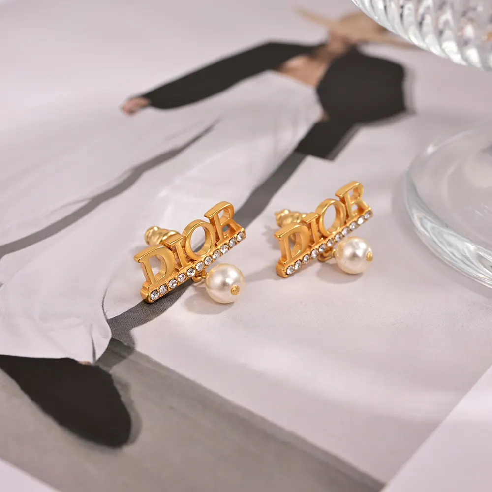 Dior Women Dio(r)evolution Earrings Gold-Finish Metal with White Resin Pearls and Silver-Tone Crystals - image 4