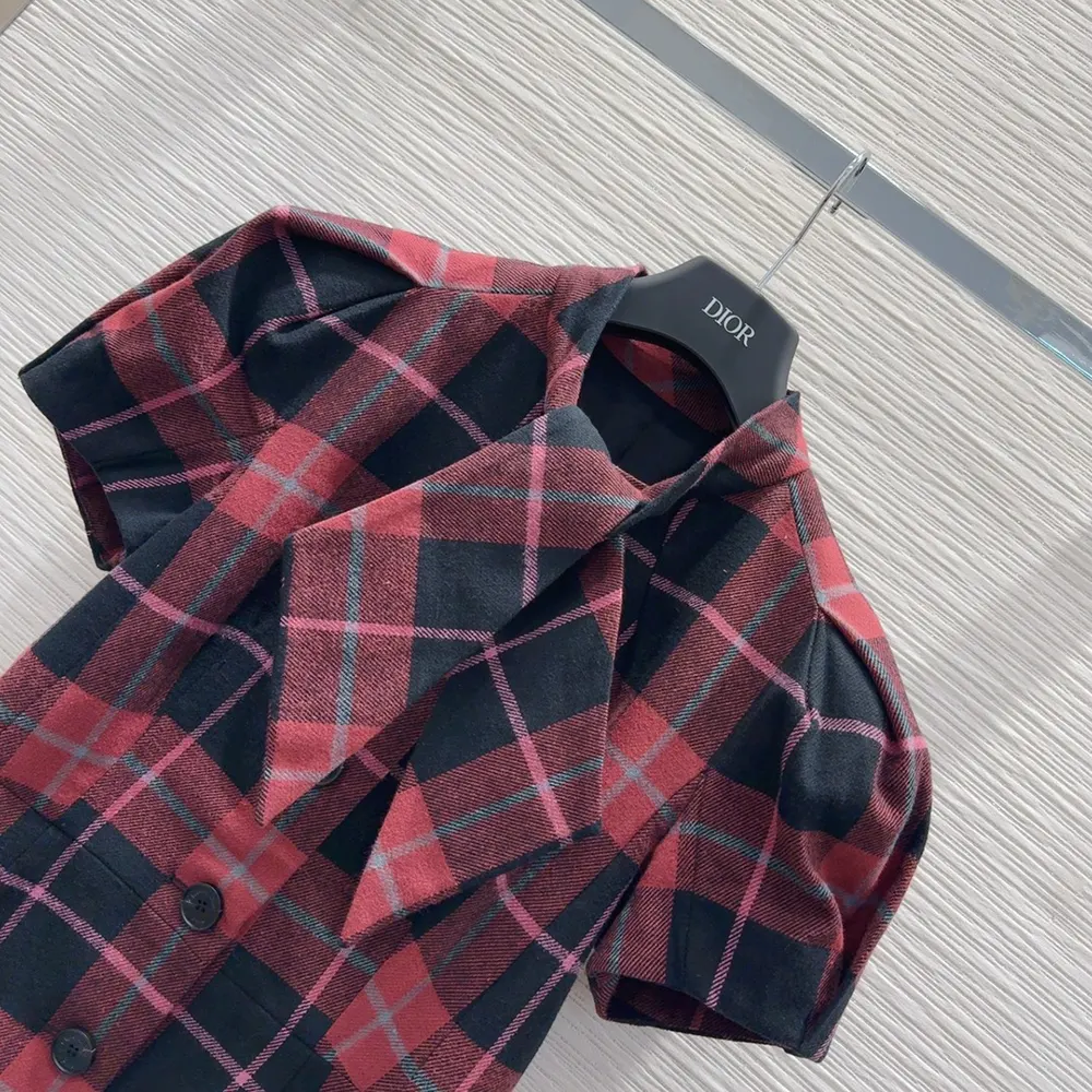 Dior Women Fitted Short-Sleeved Jacket Pink, Gray and White Check’n’Dior Virgin Wool - image 4