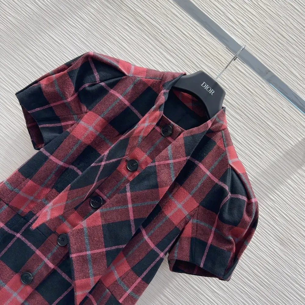 Dior Women Fitted Short-Sleeved Jacket Pink, Gray and White Check’n’Dior Virgin Wool - image 5