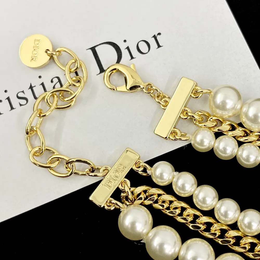 Dior Women Le Nœud de Dior Bracelet Gold-Finish Metal with White Resin Pearls and Black Satin - image 7