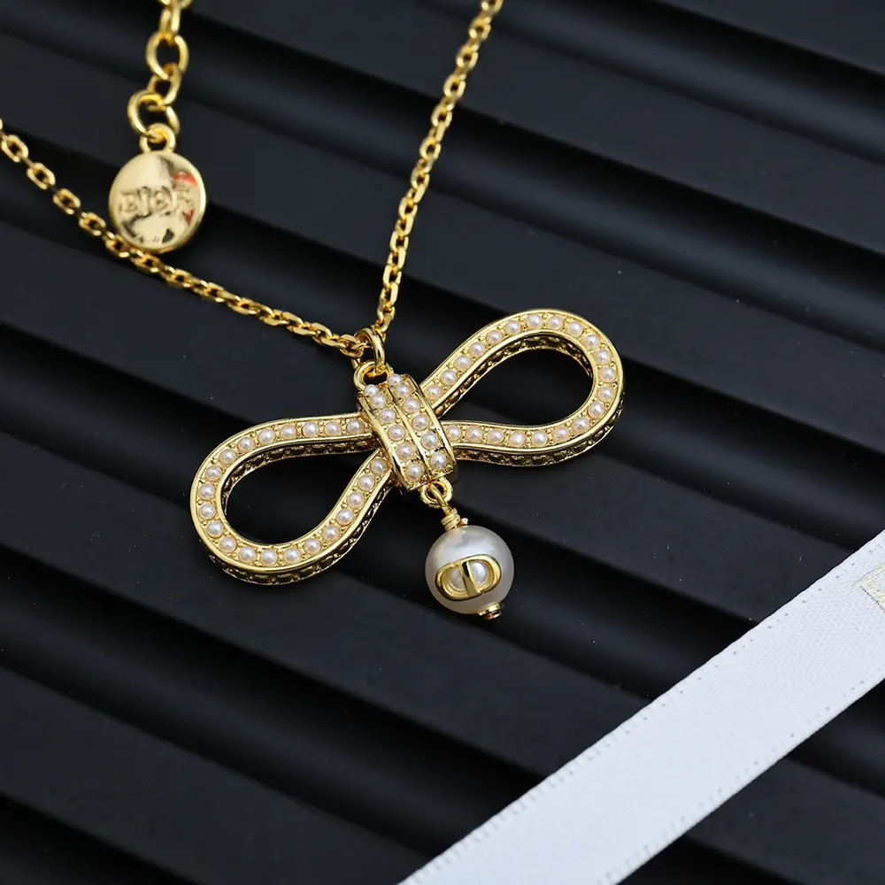 Dior Women Le Nœud de Dior Necklace Champagne-Finish Metal with a White Resin Pearl - image 8