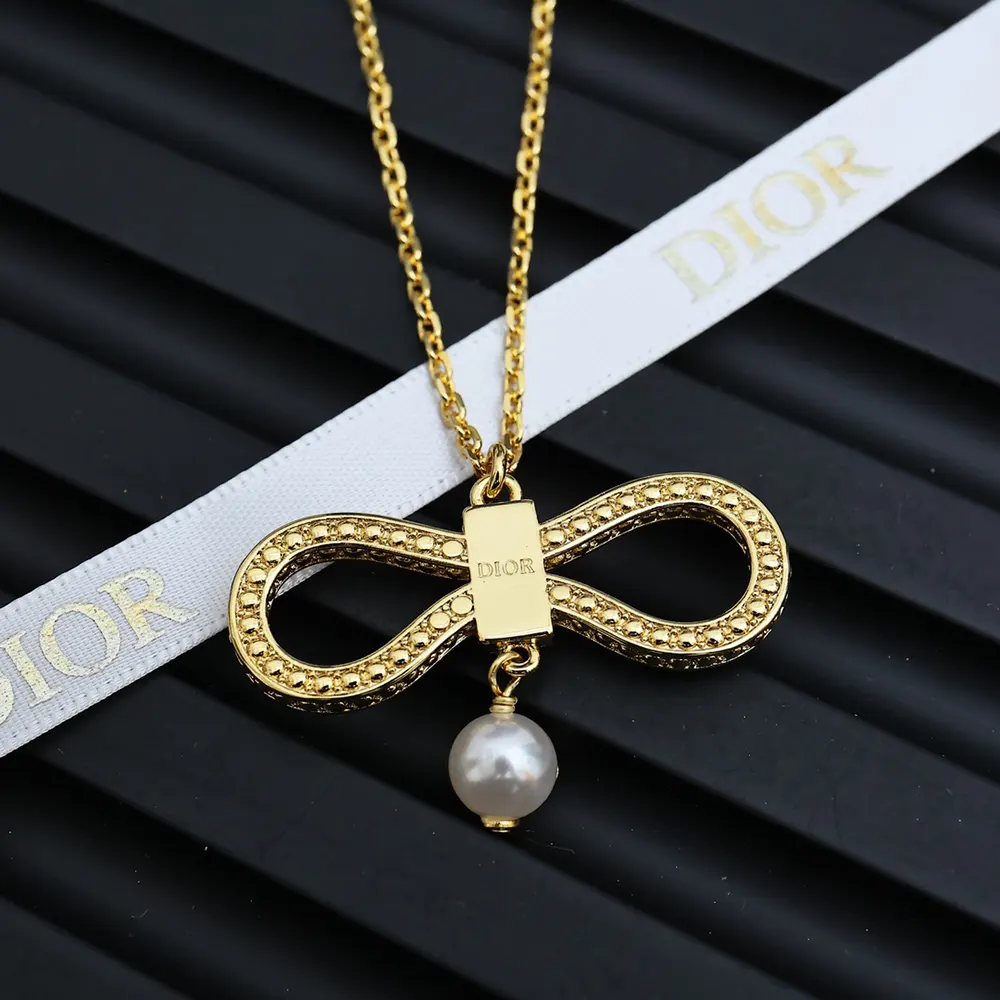 Dior Women Le Nœud de Dior Necklace Champagne-Finish Metal with a White Resin Pearl - image 7