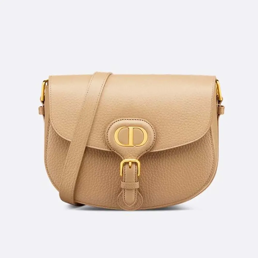 Front angled view of Dior Women Medium Dior Bobby Bag Biscuit grained calfskin
