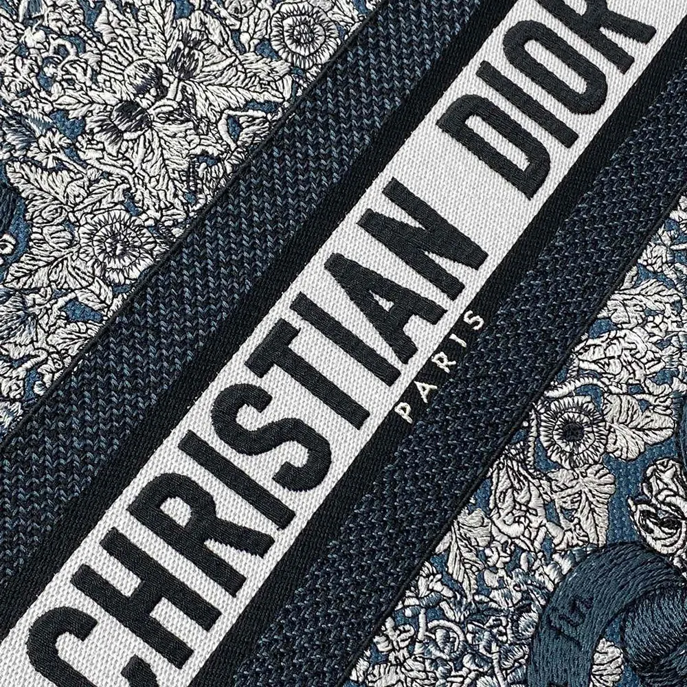 Dior Women Medium Dior Book Tote Blue Embroidery with White Dior Around the World Motif - image 9