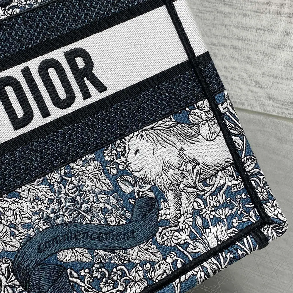 Dior Women Medium Dior Book Tote Blue Embroidery with White Dior Around the World Motif - image 8