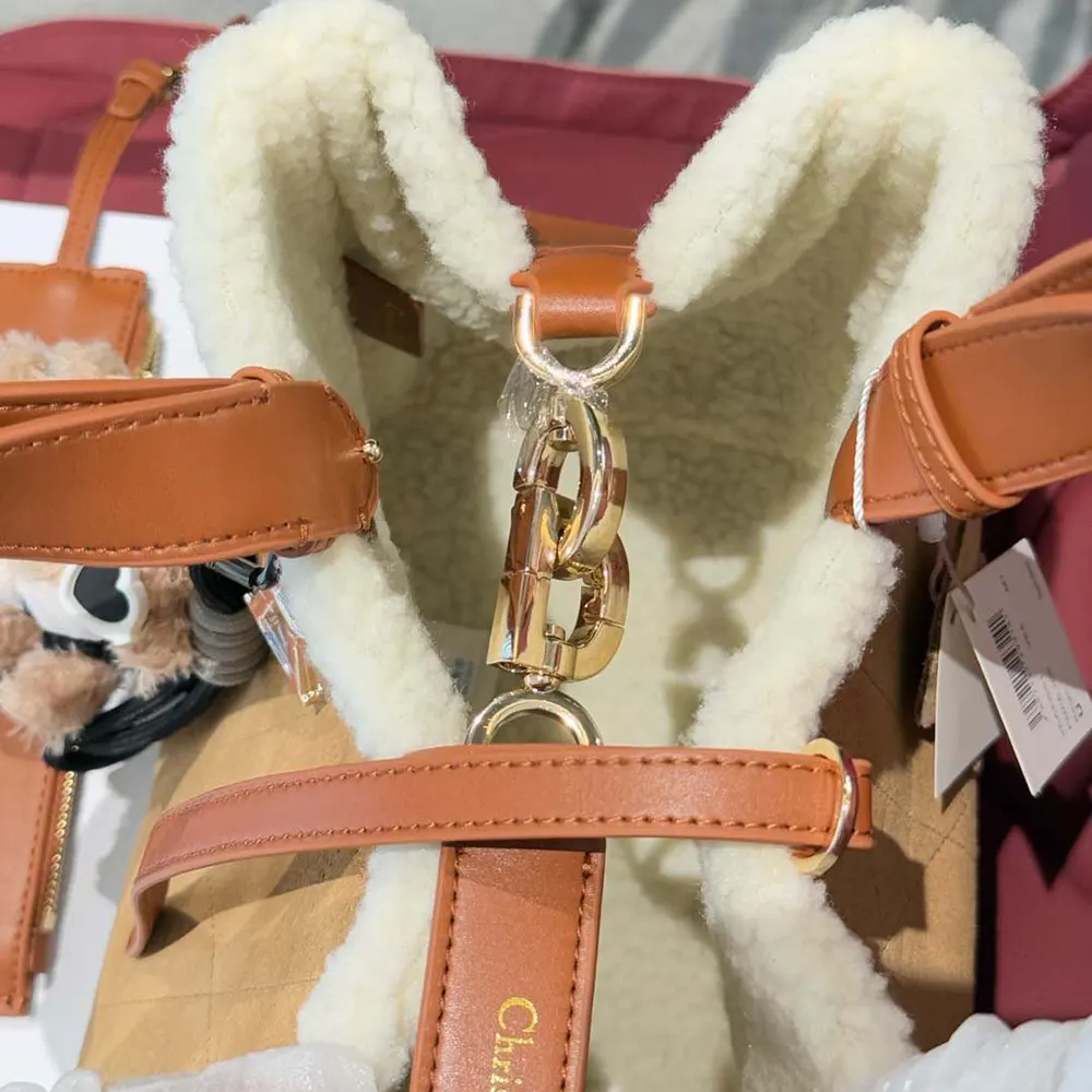 Dior Women Medium Dior Toujours Bag Beige Macrocannage Suede and Ecru Lambskin Shearling - image 9