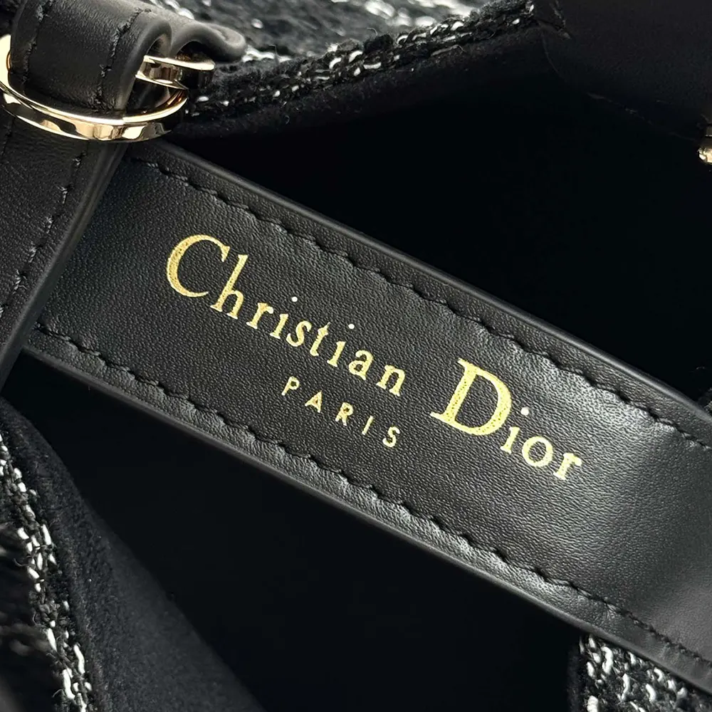 Dior Women Medium Dior Toujours Bag Black Tweed with White Cannage Motif - image 10