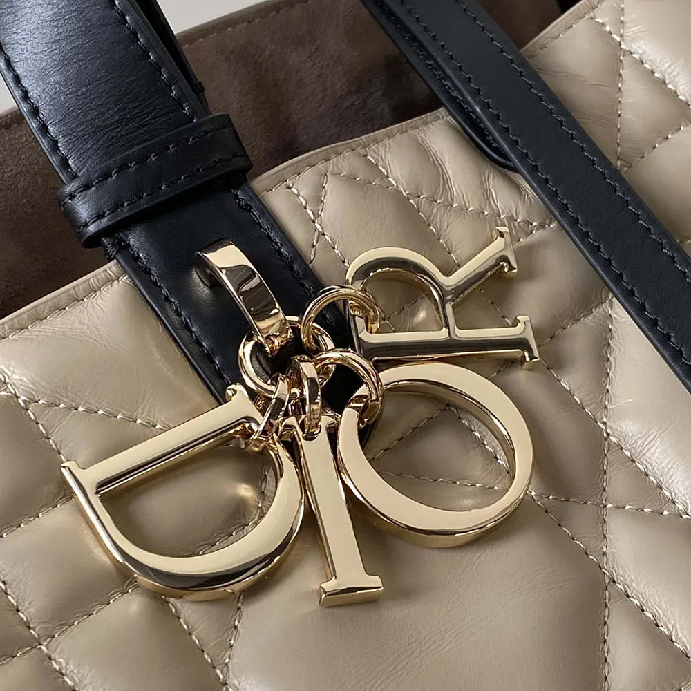 Dior Women Medium Dior Toujours Bag Rope Beige and Black Macrocannage Calfskin - image 6