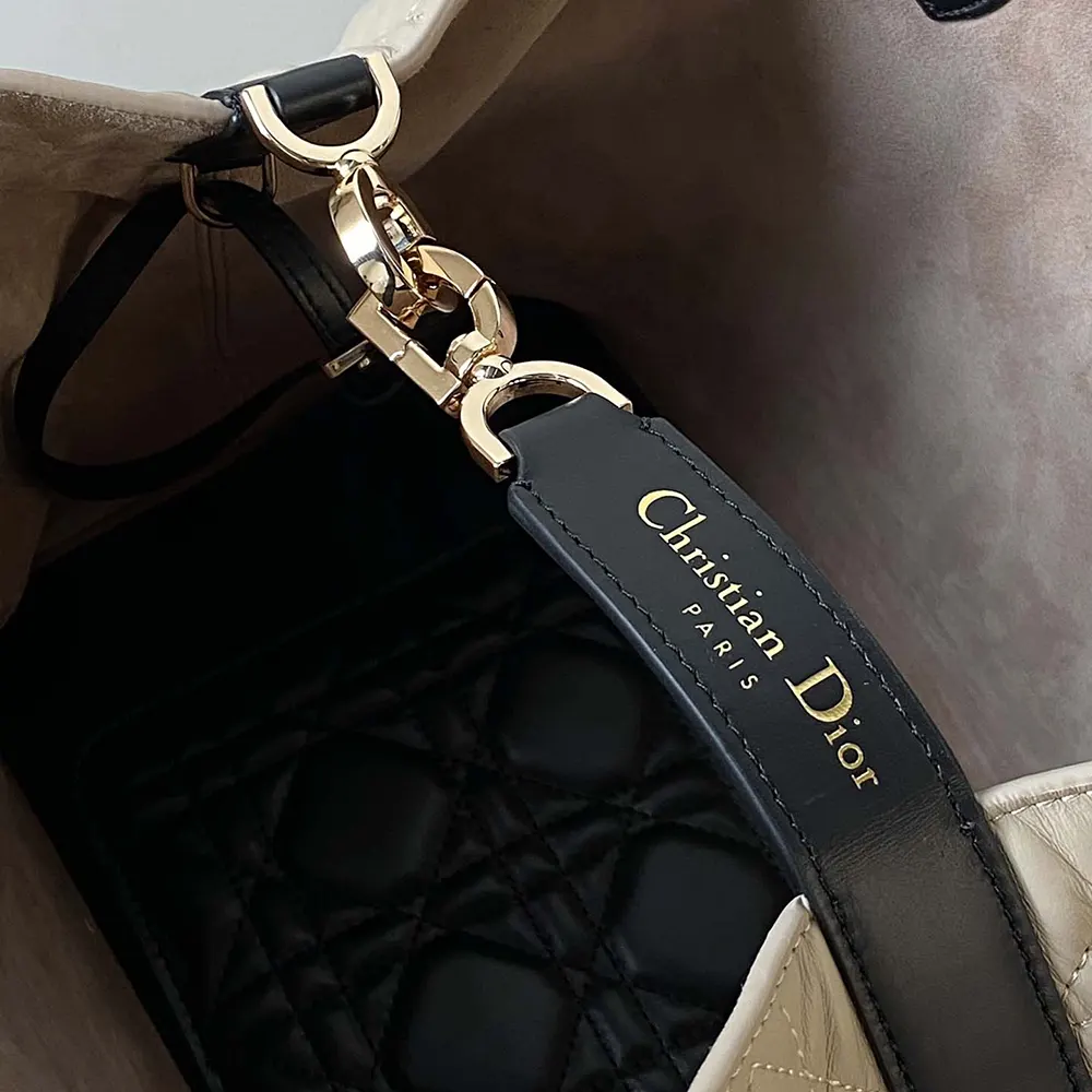 Dior Women Medium Dior Toujours Bag Rope Beige and Black Macrocannage Calfskin - image 8
