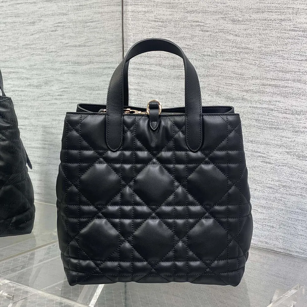 Dior Women Medium Dior Toujours Vertical Tote Bag Black Macrocannage Calfskin - image 4