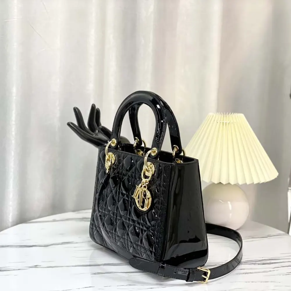 Dior Women Medium Lady Dior Bag Black Patent Cannage Calfskin - image 4