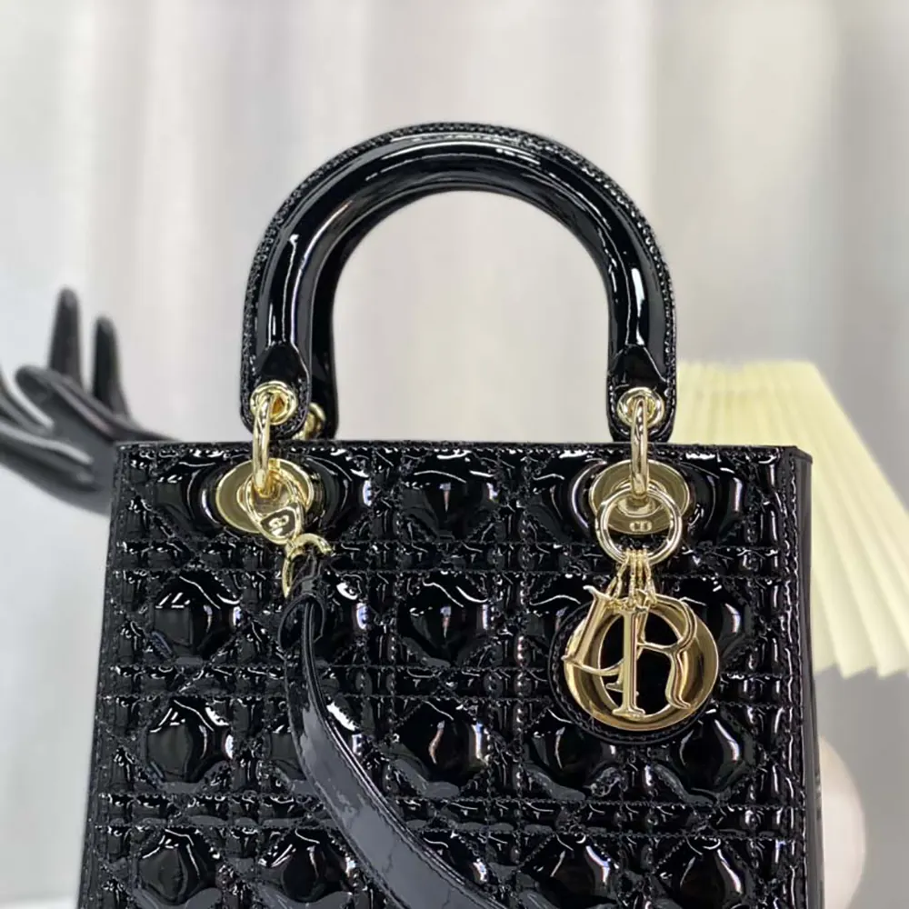 Dior Women Medium Lady Dior Bag Black Patent Cannage Calfskin - image 5