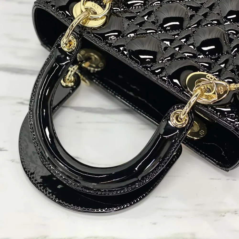 Dior Women Medium Lady Dior Bag Black Patent Cannage Calfskin - image 8