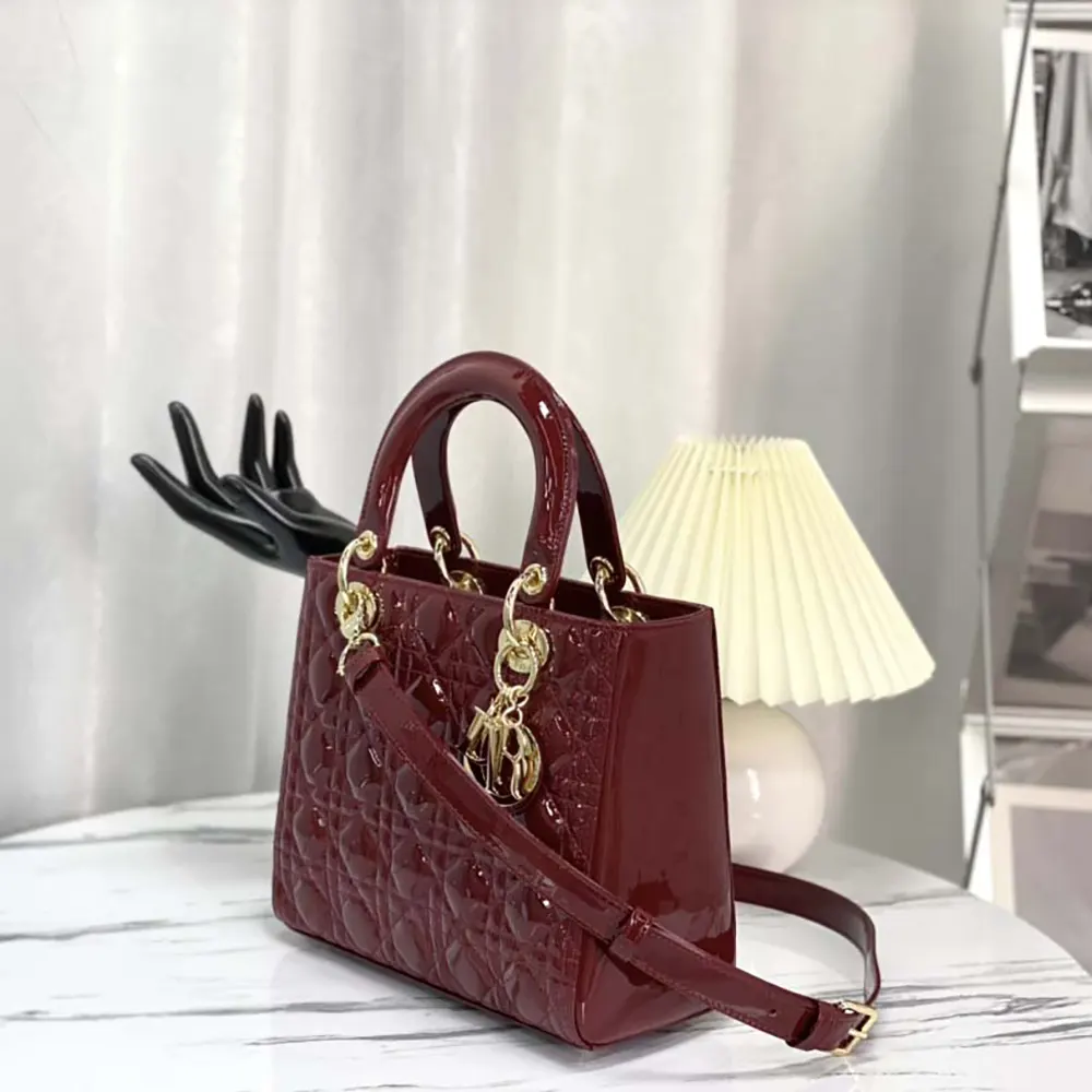 Dior Women Medium Lady Dior Bag Cherry Red Patent Cannage Calfskin - image 4