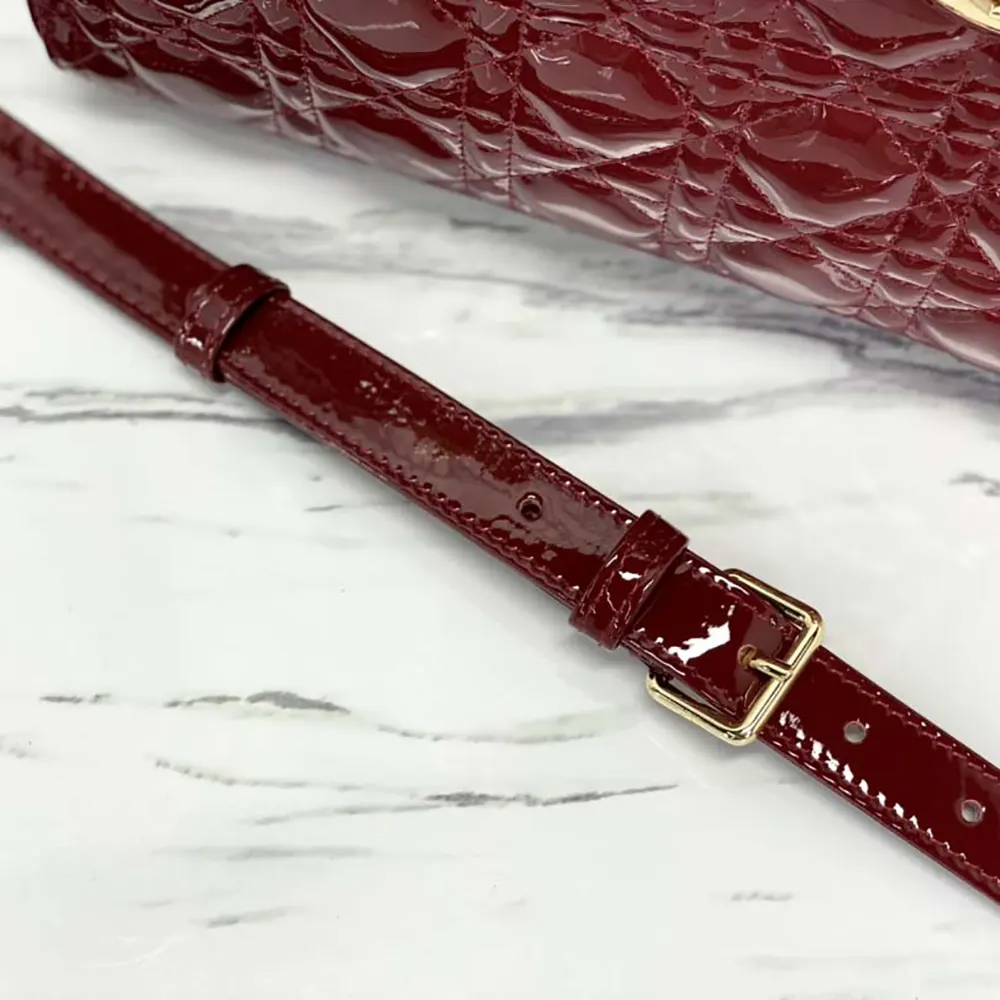 Dior Women Medium Lady Dior Bag Cherry Red Patent Cannage Calfskin - image 9
