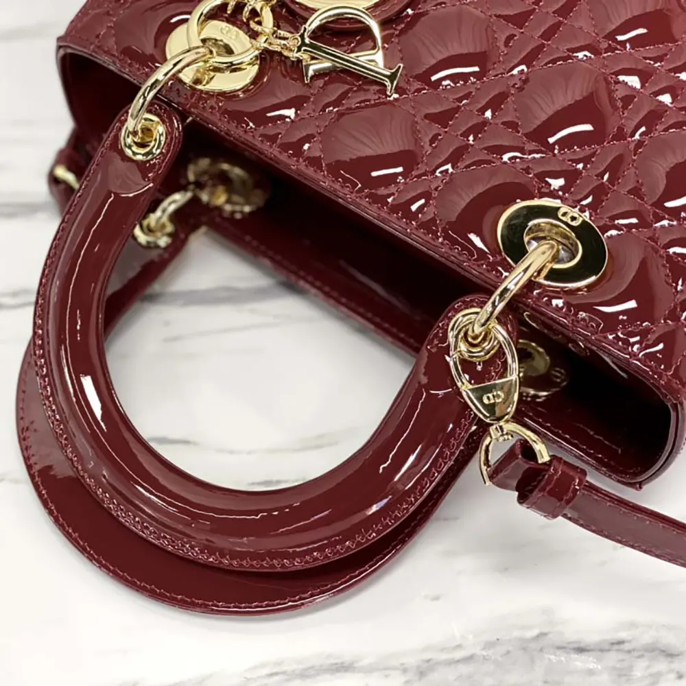Dior Women Medium Lady Dior Bag Cherry Red Patent Cannage Calfskin - image 6