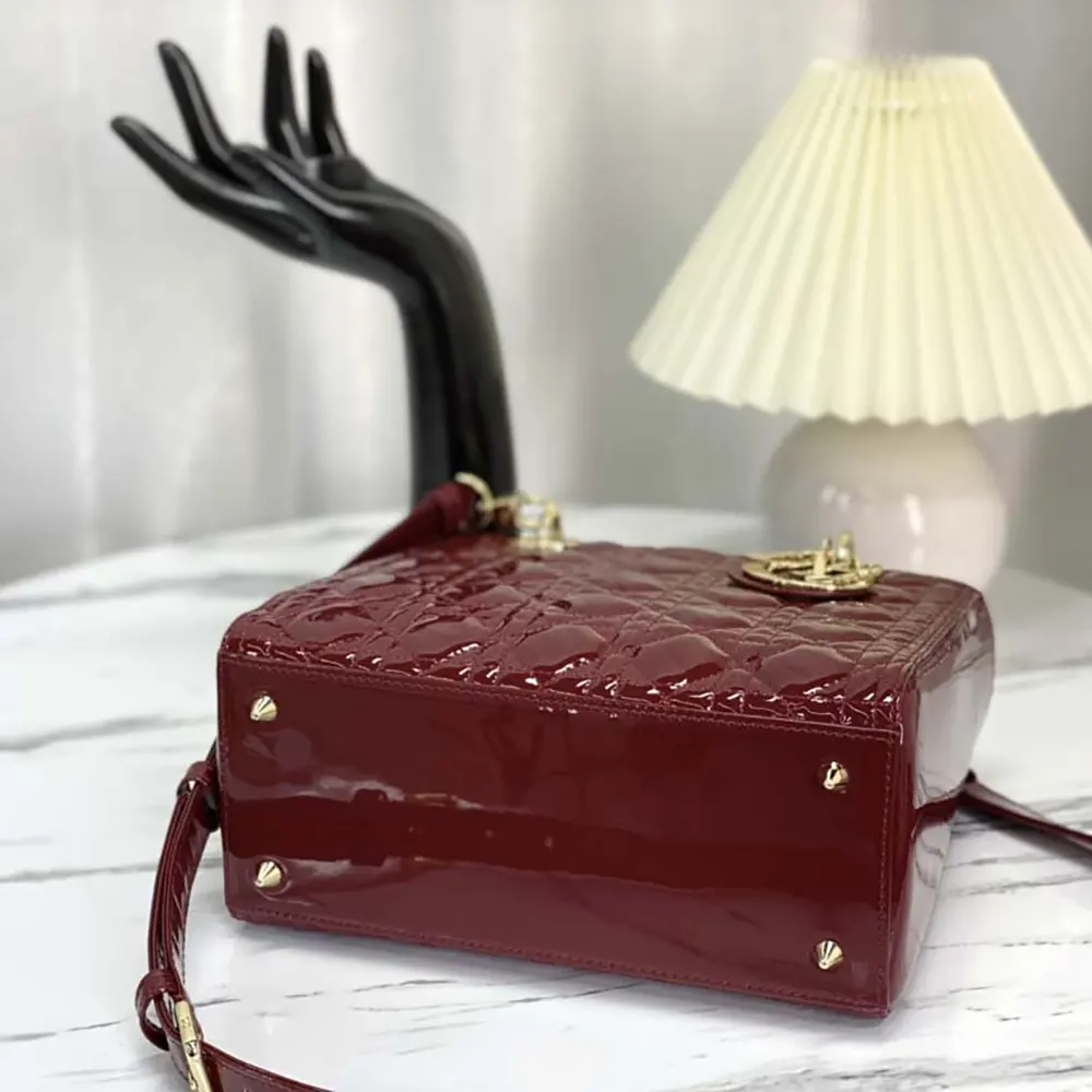 Dior Women Medium Lady Dior Bag Cherry Red Patent Cannage Calfskin - image 7