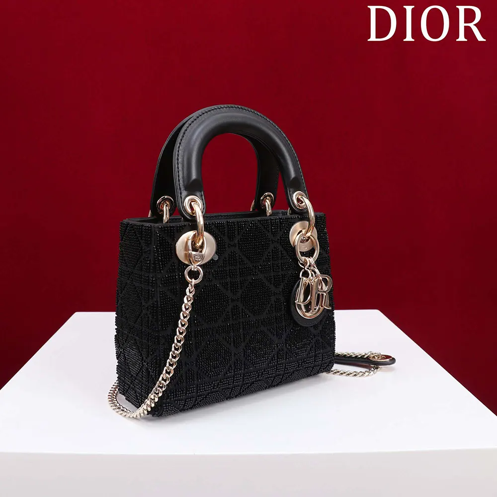 Dior Women Micro Lady Dior Bag Gray Metallic Cannage Lambskin with Bead Embroidery - image 4