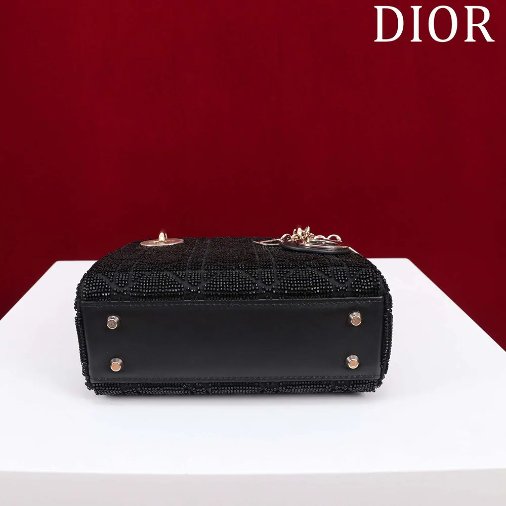 Dior Women Micro Lady Dior Bag Gray Metallic Cannage Lambskin with Bead Embroidery - image 5