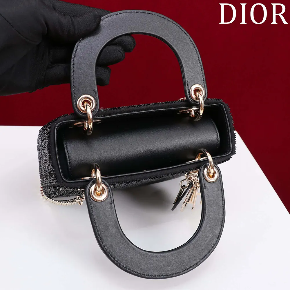 Dior Women Micro Lady Dior Bag Gray Metallic Cannage Lambskin with Bead Embroidery - image 9