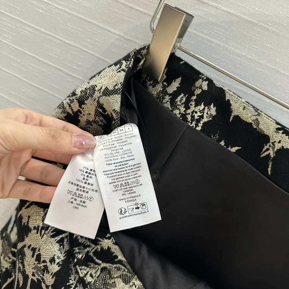 Dior Women Mid-Length Straight Skirt Black Technical Fabric with Gold-Tone Dior Chardons Motif - image 10