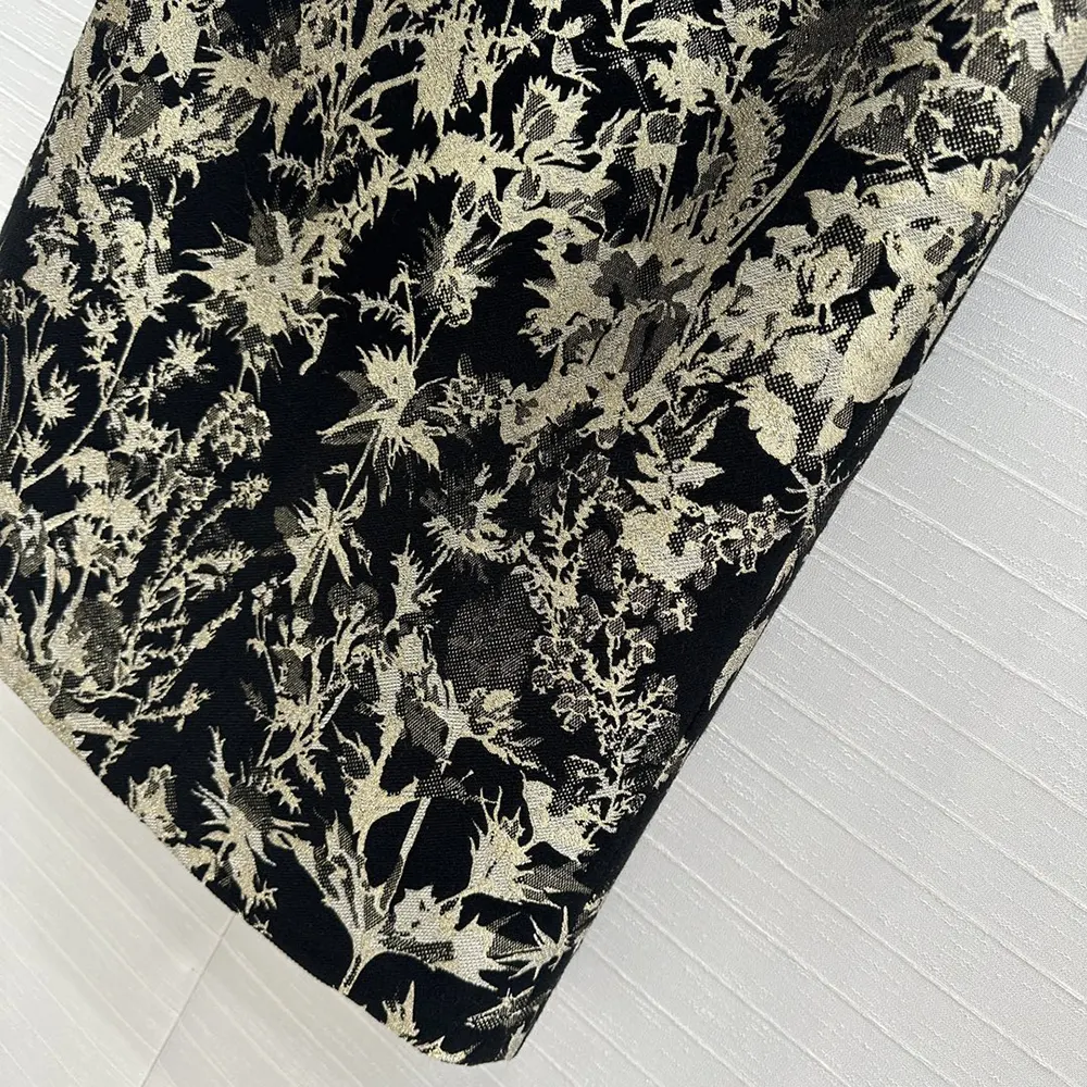 Dior Women Mid-Length Straight Skirt Black Technical Fabric with Gold-Tone Dior Chardons Motif - image 6