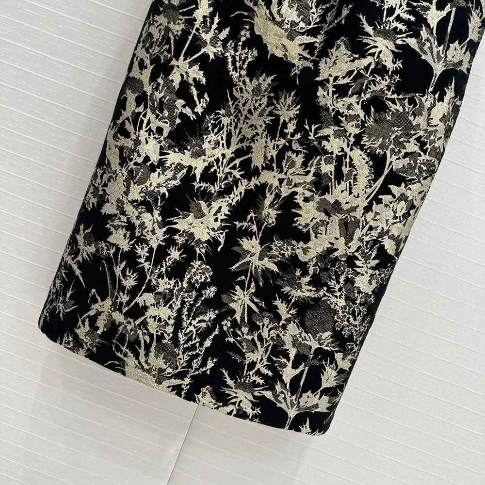 Dior Women Mid-Length Straight Skirt Black Technical Fabric with Gold-Tone Dior Chardons Motif - image 5