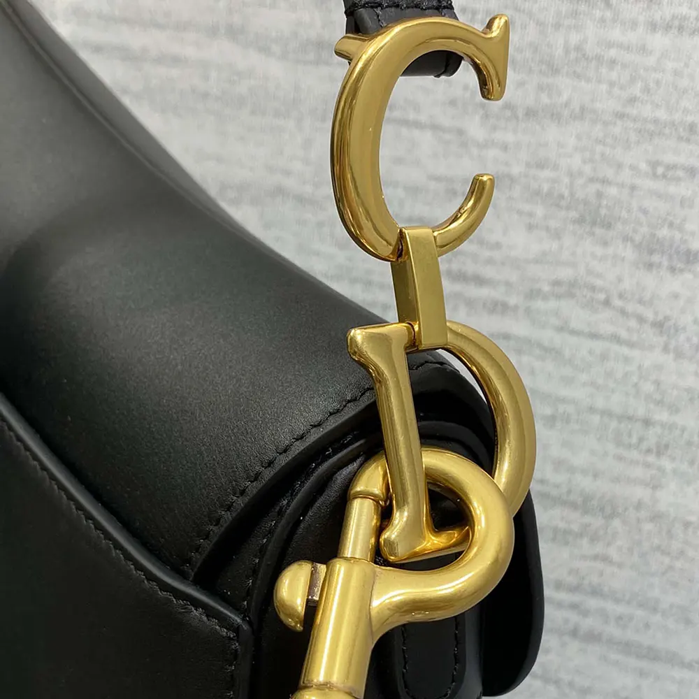 Dior Women Mini Saddle Bag with Strap Black Grained Calfskin - image 8